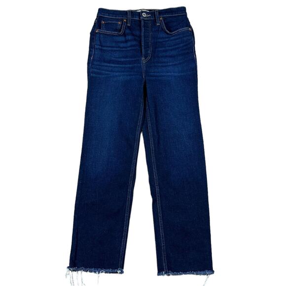 REDONE Re/Done 70s Ultra High Rise Stove Pipe Deep Blue Denim Jeans 26 - Picture 1 of 6